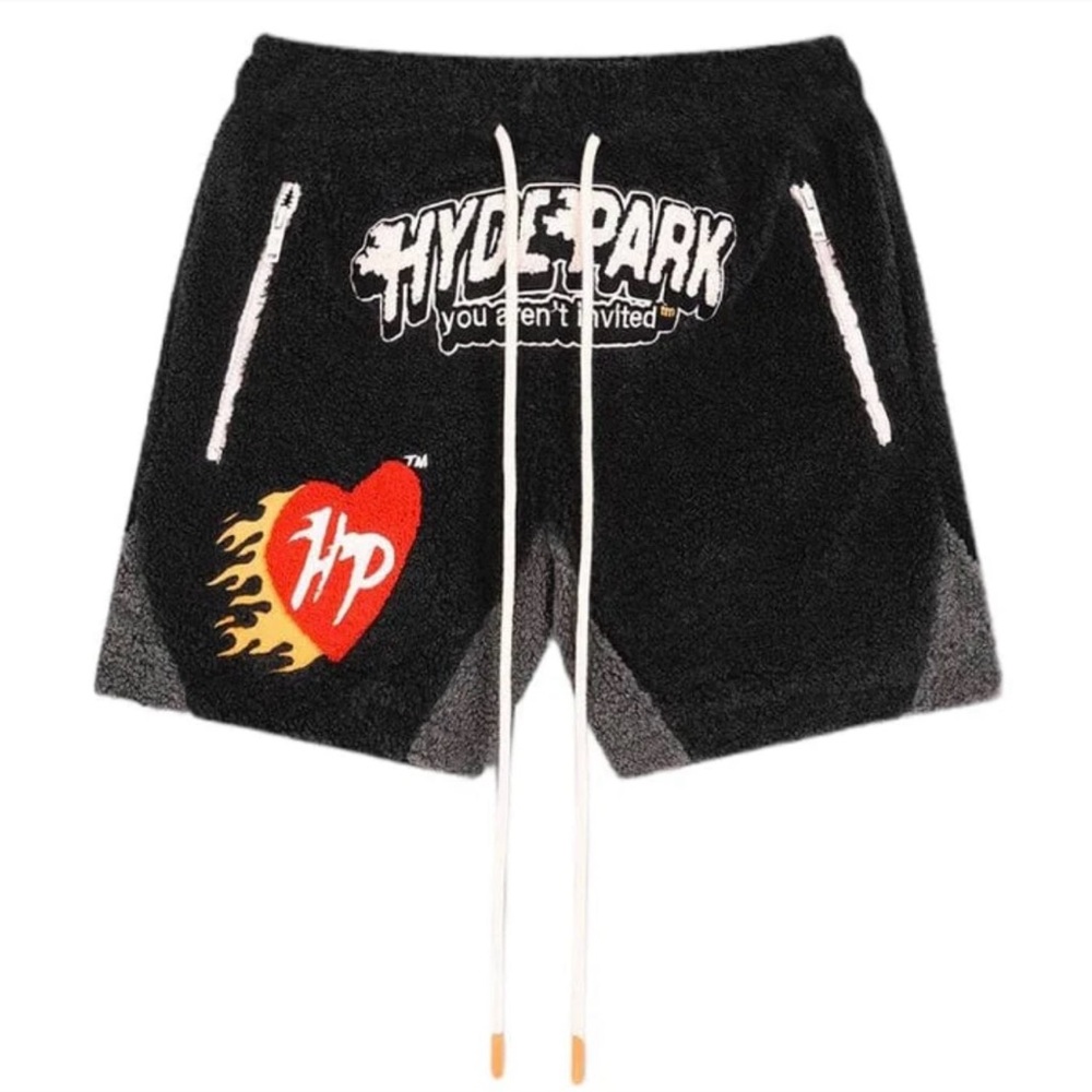 100% Sherpa Hyde Park Red and Black Athletic Shorts with Elastic Waistband